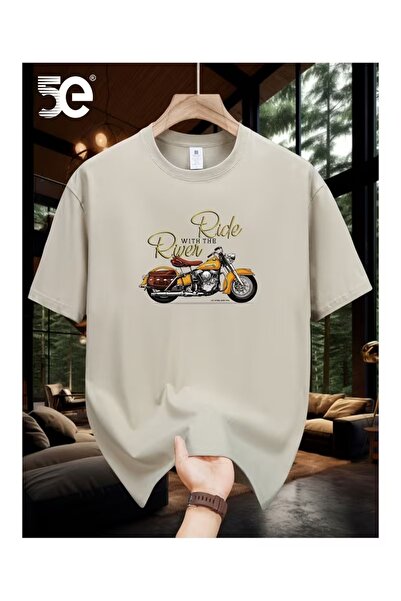 ZİYMO Υπερμεγέθες μπλουζάκι με στάμπα μοτοσικλέτας