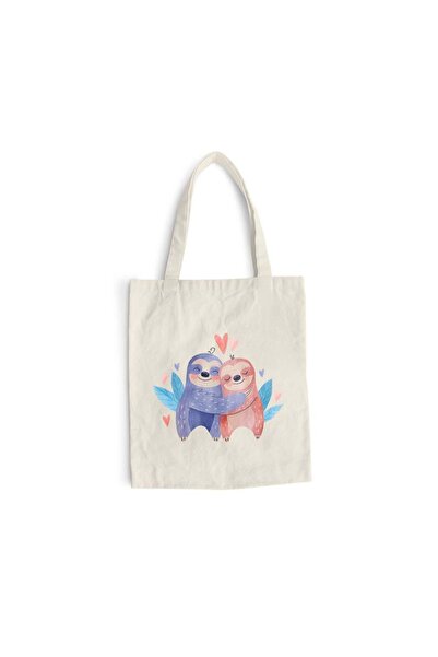Intelli Βαμβακερή τσάντα αγορών με μακριά χερούλια, Sloth Love, 38×42 εκ., VA250