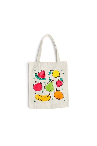 Intelli Cotton shopping bag with long handles, Fruits, 38×42 cm, VA95