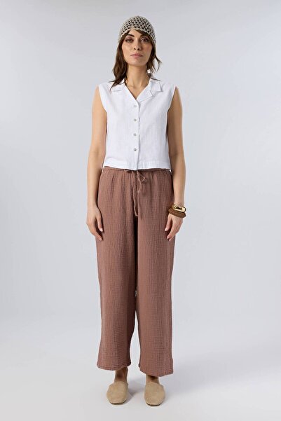 İpekçi Otantik Natural Textured Comfortable Fit Buttoned Top