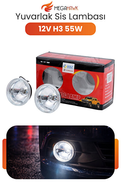 MEGAHAWK Sis Farı Seti 12V H3 55W Yuvarlak Universal Oto Sis Lambası Takım Ne...