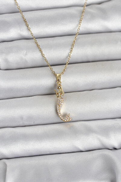 özssa 316L Steel Chain Gold Color Zircon Stone Mermaid Model Women's Necklace