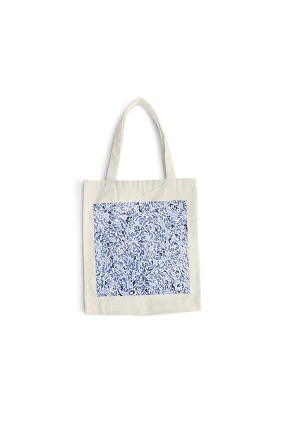 Intelli Cotton shopping bag with long handles, Animal Printed Blue, 38×42 cm,...