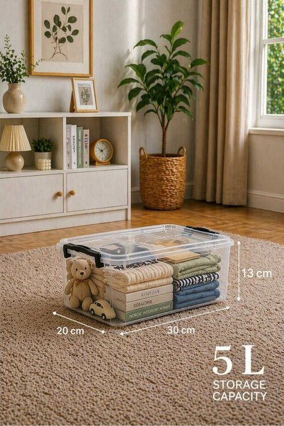 zemihra Horizontal Storage and Food Container with Plastic Lockable Lid 5 Liter Storage Container 1 Piece