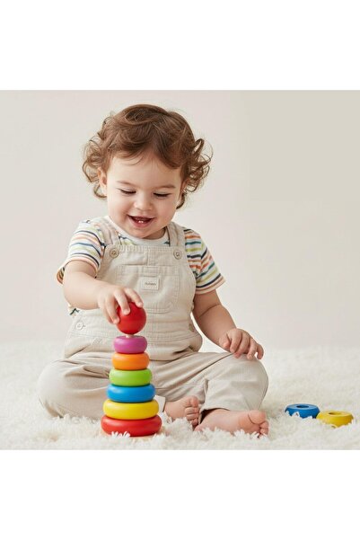 BAYBEE Wooden Rainbow Ring Stacking Toy | Montessori Sorting Stacker for Todd...