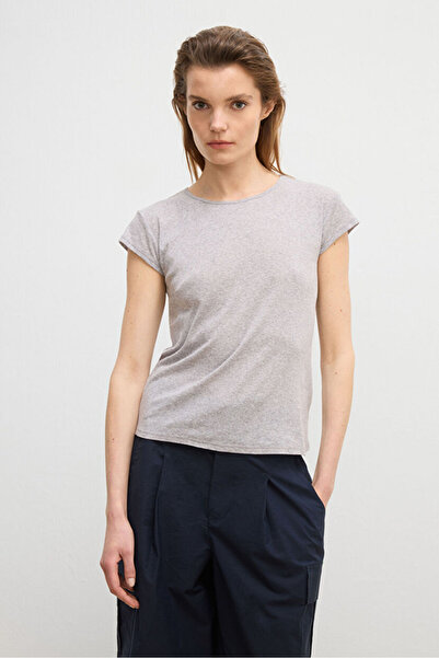 Love My Body Moda Tutkusu Gri Basic T-shirt