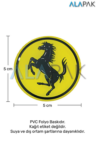 Alapak Ferrari Logo Sarı (5 x 5 cm) İkili Etiket Sticker