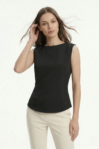 Rays Μαύρη μπλούζα με επένδυση και λαιμόκοψη ποδηλάτου 2820