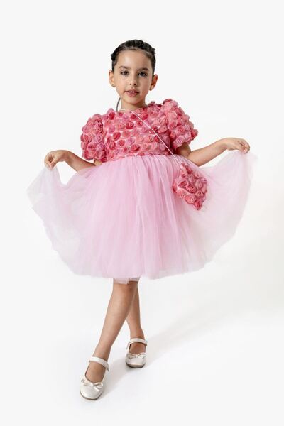 Minigimin Cicileri Φόρεμα για κορίτσια με τσάντα και τούλινη φούστα με ροζ υφ...