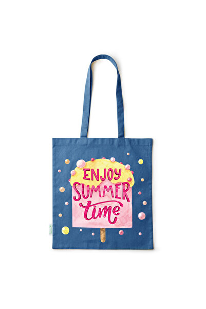 Intelli ® Eco-friendly Cotton shopping bag with long handles, Enjoy Summer, 3...
