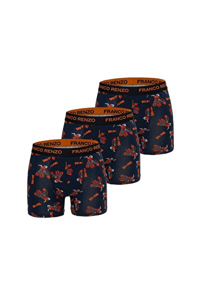 FRANCO RENZO Σετ 3 ανδρικών μποξεράκια από βαμβάκι και λύκρα με στάμπα
