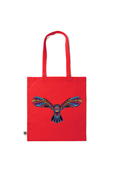 Intelli ® Eco-friendly Cotton shopping bag with long handles, Owl, 38×42cm