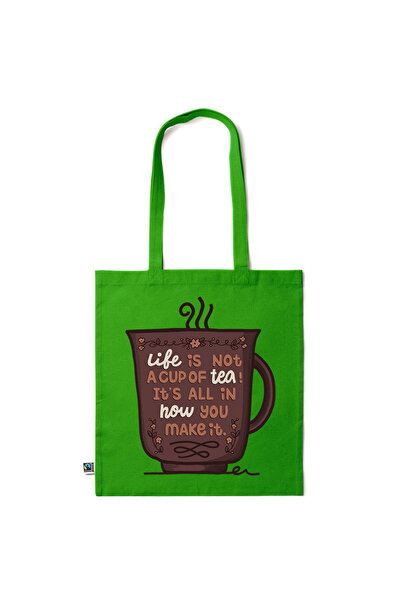Intelli ®   Οικολογική βαμβακερή τσάντα αγορών με μακριά χερούλια, Life is, 3...