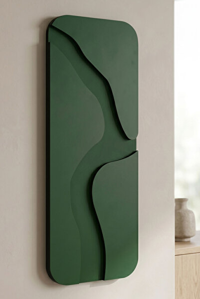 koaka Aterna Green - Minimalist Soyut Amorf 3 Katmanlı Ahşap Duvar Tablosu 24...