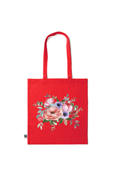 Intelli ®   Οικολογική βαμβακερή τσάντα αγορών με μακριά χερούλια, Ανθοδέσμη,...