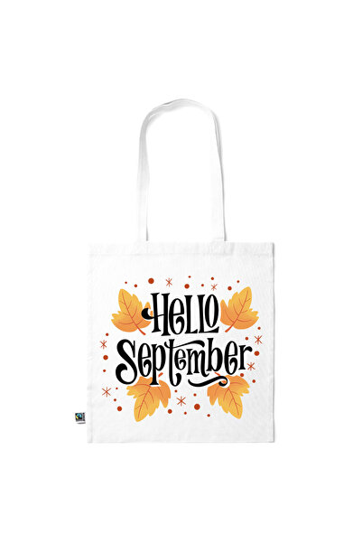 Intelli ®   Οικολογική βαμβακερή τσάντα αγορών με μακριές λαβές, Γεια σου Σεπ...