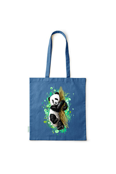 Intelli ®   Οικολογική βαμβακερή τσάντα αγορών με μακριές λαβές, Πάντα, 38×42εκ.