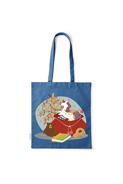 Intelli ®   Οικολογική βαμβακερή τσάντα αγορών με μακριά χερούλια, Χριστουγεν...