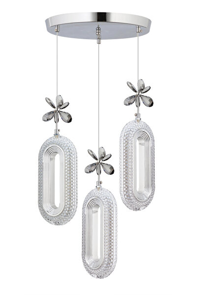 Luxira Aydınlatma Alfa 3 lü Gümüş Kumandalı 3 Renk Ledli Modern Led Avize