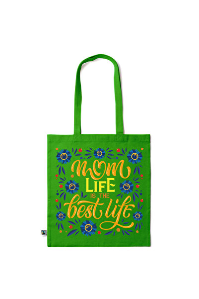 Intelli ®   Οικολογική βαμβακερή τσάντα αγορών με μακριά χερούλια, Mom Life -...