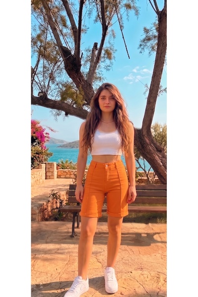 REDZARRAM Μίνι σορτς με κάθετη ραφή, λεπτή λεπτομέρεια ραφής, στενή εφαρμογή,...