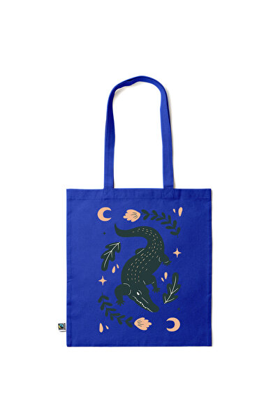 Intelli ®   Οικολογική βαμβακερή τσάντα αγορών με μακριά χερούλια, Κροκόδειλο...