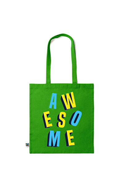 Intelli ® Eco-friendly Cotton shopping bag with long handles, Awesome, 38×42cm