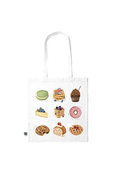 Intelli ®   Οικολογική βαμβακερή τσάντα για ψώνια με μακριά χερούλια, Γλυκά, ...