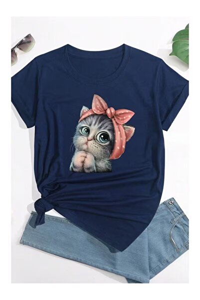 ZİYMO Cat Printed Oversize T-Shirt