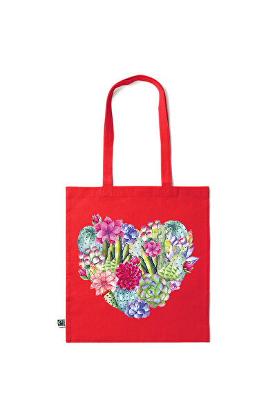 Intelli ®   Οικολογική βαμβακερή τσάντα αγορών με μακριά χερούλια, Καρδιά Κάκ...