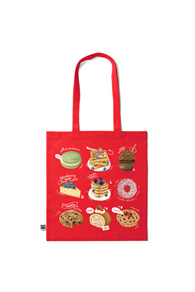 Intelli ®   Οικολογική βαμβακερή τσάντα για ψώνια με μακριά χερούλια, Γλυκά, ...