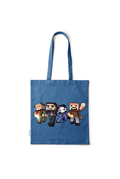 Intelli ® Eco-friendly Cotton shopping bag with long handles, Minecraft, 38×42cm