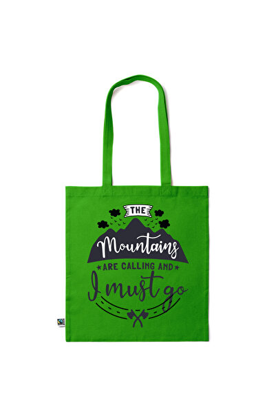 Intelli ® Eco-friendly Cotton shopping bag with long handles, Mountains are C...