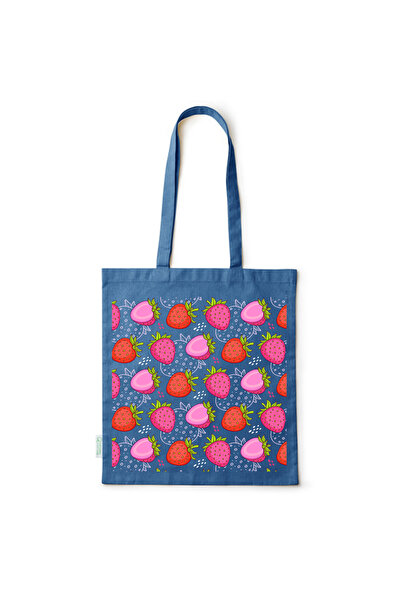 Intelli ® Eco-friendly Cotton shopping bag with long handles, Strawberries, 3...