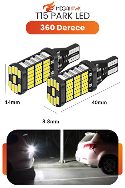 MEGAHAWK T15 W5W Canbus 45 LED Ampul Beyaz 360 Derece Ultra Parlak Park Plaka...