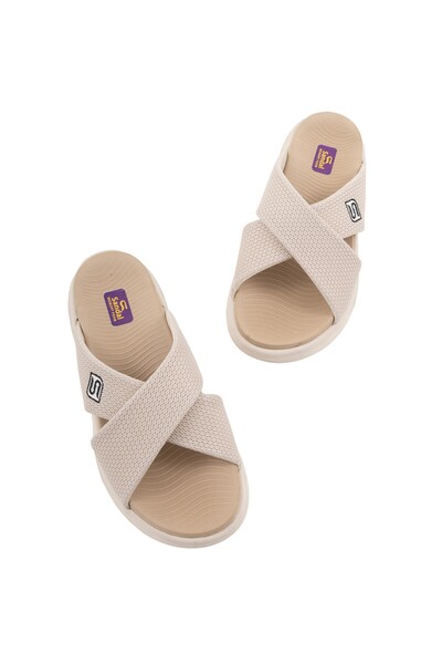 sandal spor Men's Cross Strap Sports Slippers Ss001-0598 Beige