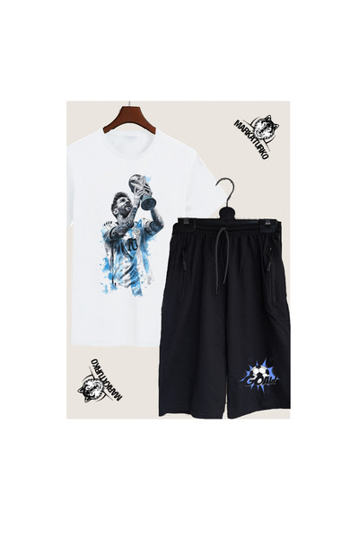 MarkaTurko Messi̇ Special Design Printed T-Shirt and Shorts Combination