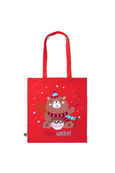 Intelli ®   Οικολογική βαμβακερή τσάντα αγορών με μακριά χερούλια, Χειμερινή ...