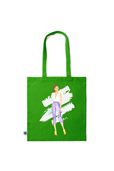 Intelli ®   Οικολογική βαμβακερή τσάντα αγορών με μακριά χερούλια, Κομψή Γυνα...