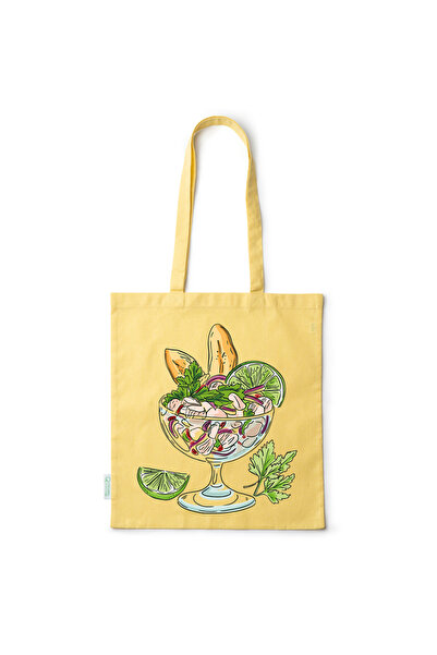 Intelli ® Eco-friendly Cotton shopping bag with long handles, Salad, 38×42cm