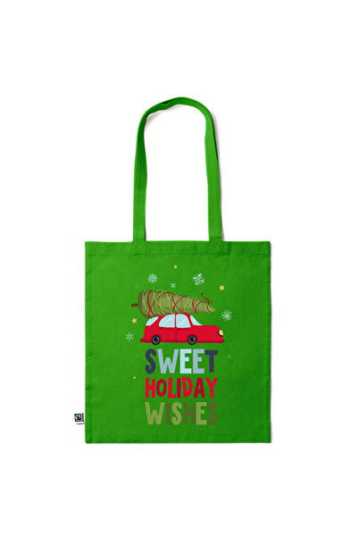 Intelli ® Eco-friendly Cotton shopping bag with long handles, Christmas Wishe...