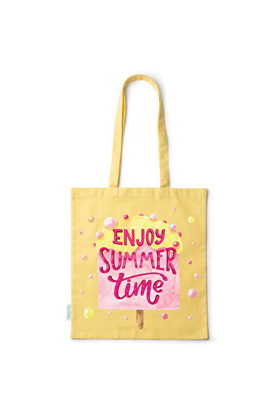 Intelli ® Eco-friendly Cotton shopping bag with long handles, Enjoy Summer, 3...