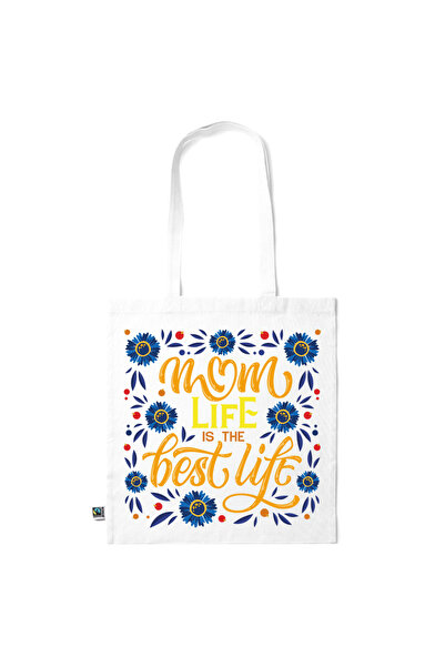 Intelli ®   Οικολογική βαμβακερή τσάντα αγορών με μακριά χερούλια, Mom Life -...