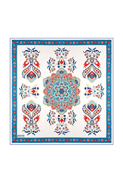 Bursa İpek Μεταξωτό μαντήλι με σχέδιο Nazende σε μπλε λαδί χρώμα