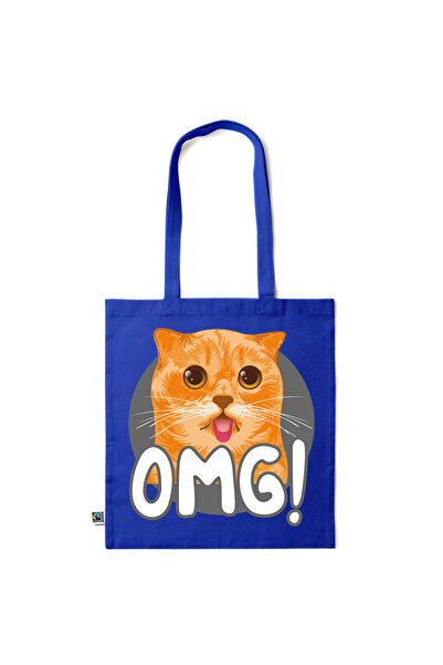 Intelli ®   Οικολογική βαμβακερή τσάντα αγορών με μακριά χερούλια, Γάτα - OMG...
