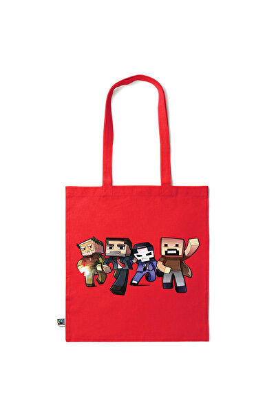 Intelli ® Eco-friendly Cotton shopping bag with long handles, Minecraft, 38×42cm