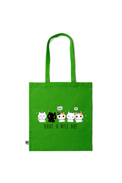 Intelli ®   Οικολογική βαμβακερή τσάντα αγορών με μακριά χερούλια, Να έχετε μ...