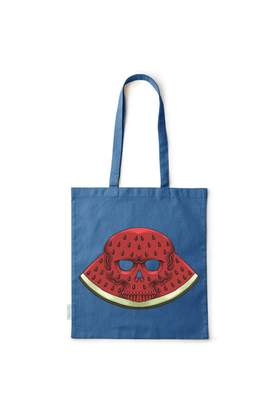 Intelli ® Eco-friendly Cotton shopping bag with long handles, Skull Watermelo...