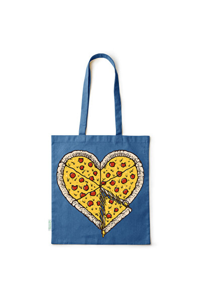 Intelli ® Eco-friendly Cotton shopping bag with long handles, Pizza Love, 38×...