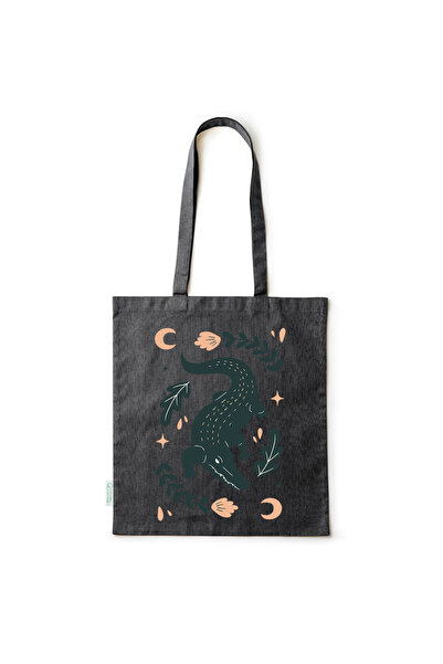 Intelli ®   Οικολογική βαμβακερή τσάντα αγορών με μακριά χερούλια, Κροκόδειλο...